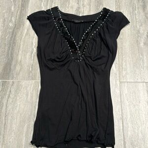 BCBG Maxazaria Sequin Embellished V-Neck XS